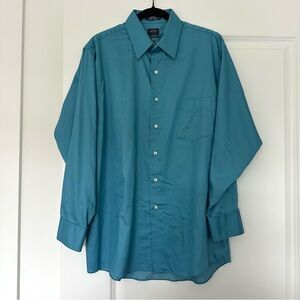 Arrow (16) (32/33) Classic Fit Sateen Deep Teal Blue Button Up Long Sleeve Shirt
